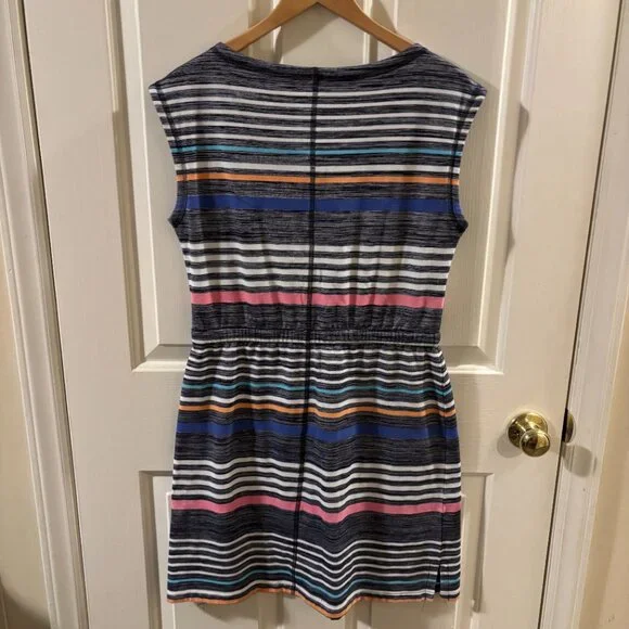 Talbots Women's Multi-Color Stripe Shift Drawstring Waist Comfy Dress ~ Small - Picture 5 of 10